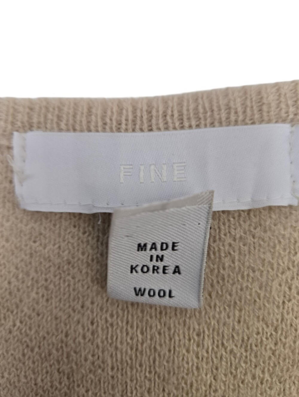 🤎 Fine Low Gauge 100% Wool Draped Belted Sweater Vest Cardigan Beige - Picture 3 of 5